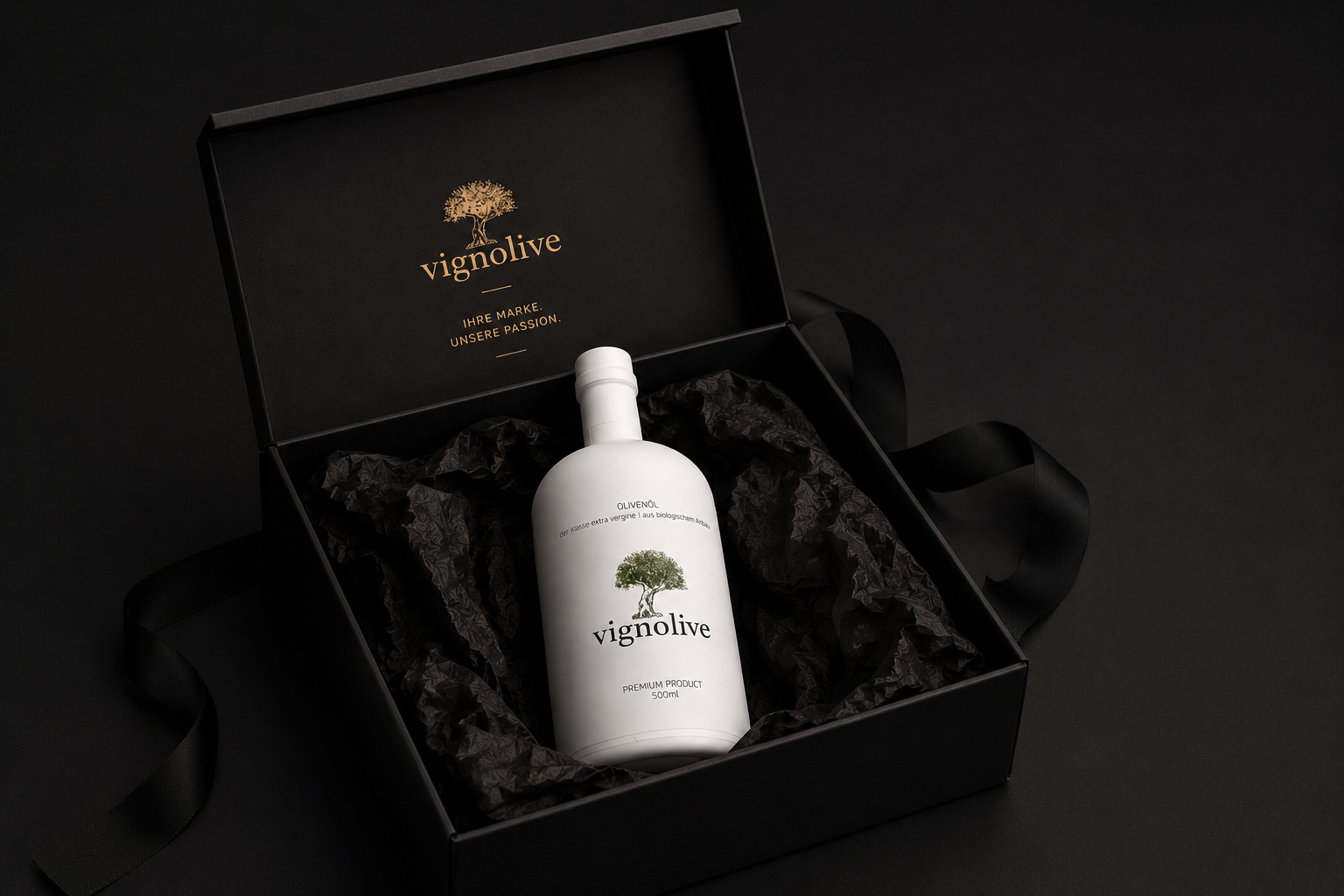 Hochwertiges Kundengeschenk mit personalisiertem Olivenöl